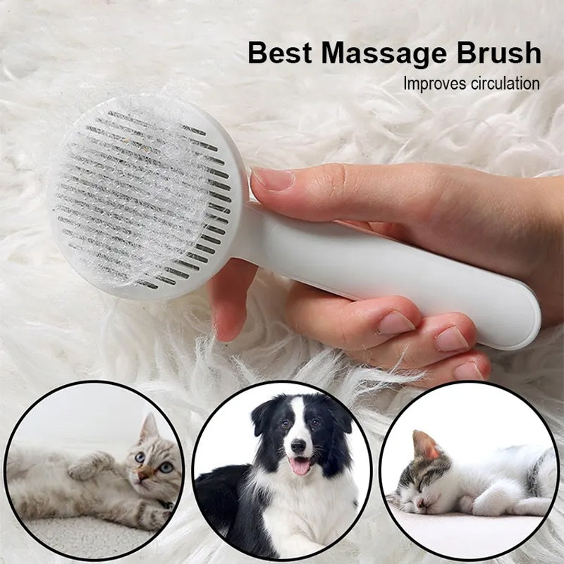 Self-Cleaning Slicker Brush for Cats and Dogs – Stainless Steel Pet Hair Remover. Effortless grooming and hair removal tool!