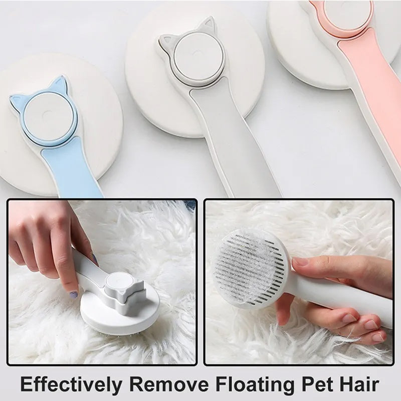 Self-Cleaning Slicker Brush for Cats and Dogs – Stainless Steel Pet Hair Remover. Effortless grooming and hair removal tool!