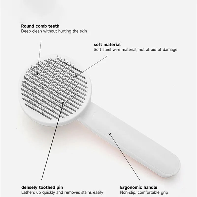 Self-Cleaning Slicker Brush for Cats and Dogs – Stainless Steel Pet Hair Remover. Effortless grooming and hair removal tool!