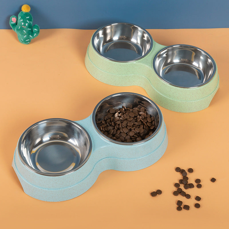 Double Food and Water Bowls for Pets | Stainless Steel Dish