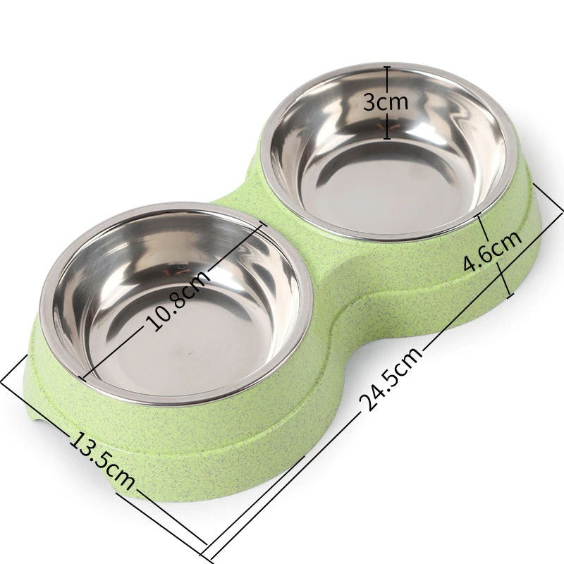 Double Food and Water Bowls for Pets | Stainless Steel Dish