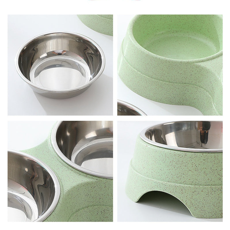 Double Food and Water Bowls for Pets | Stainless Steel Dish