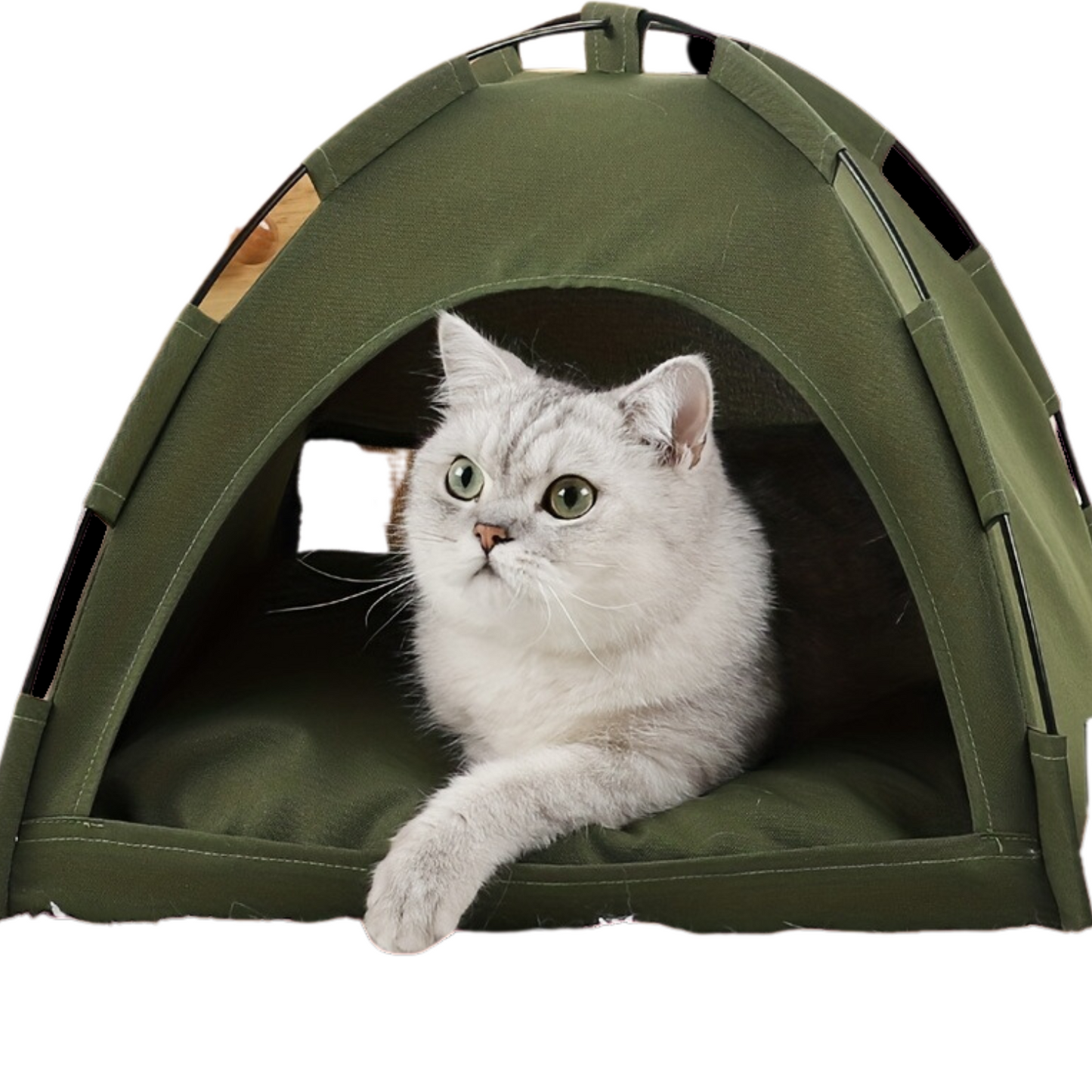 Chic Cat Tent Bed with Cozy, Removable Non-Slip Pad – Perfect for Stylish Cats or Small Dogs, Includes Breathable Cooling Mat