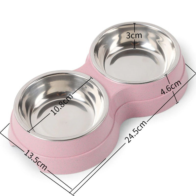 Double Food and Water Bowls for Pets | Stainless Steel Dish