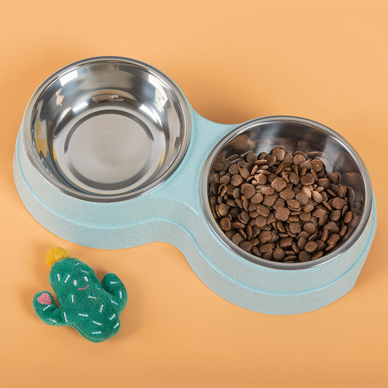 Double Food and Water Bowls for Pets | Stainless Steel Dish