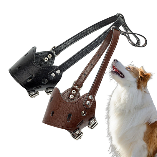 Breathable Anti-Barking Dog Muzzle – Leather, Adjustable, and Ideal for Small to Large Breeds!