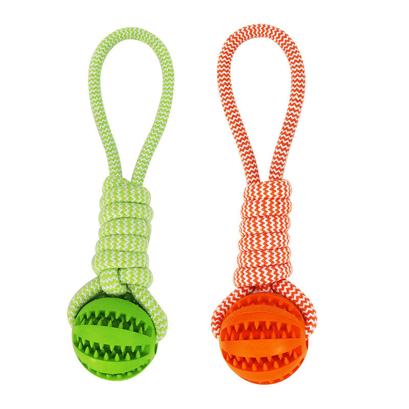 Interactive Dog Treat Ball with Hemp Rope – Durable Chew Toy for Small Dogs, Bite-Resistant & Teeth Cleaning Fun