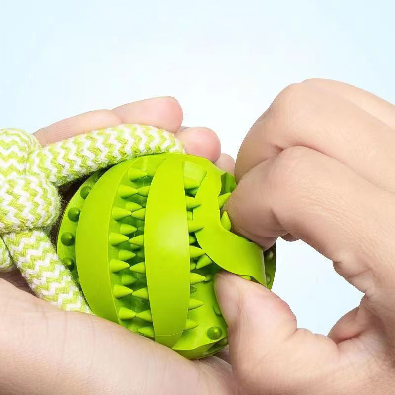 Interactive Dog Treat Ball with Hemp Rope – Durable Chew Toy for Small Dogs, Bite-Resistant & Teeth Cleaning Fun