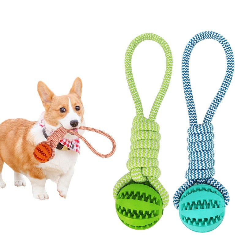 Interactive Dog Treat Ball with Hemp Rope – Durable Chew Toy for Small Dogs, Bite-Resistant & Teeth Cleaning Fun