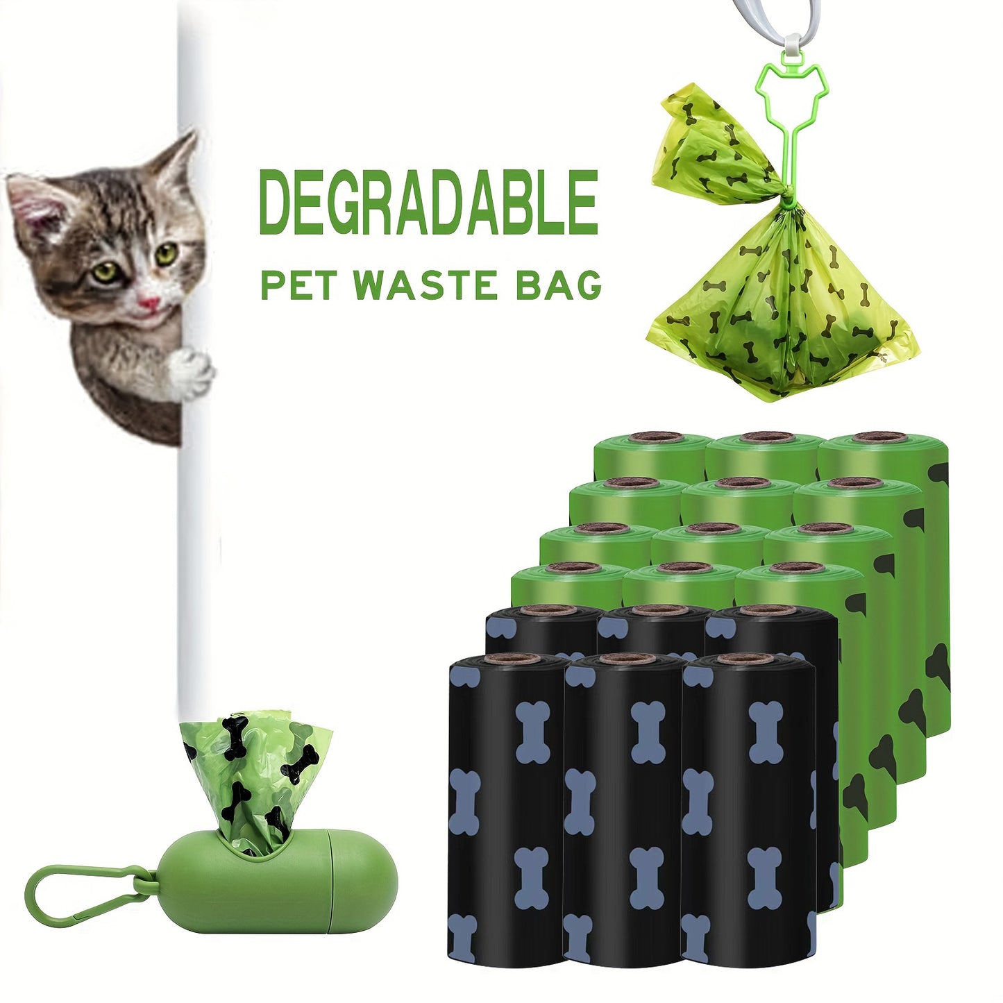 Eco-Friendly Biodegradable Dog Poop Bags – Thick, Leak-Proof with Convenient Dispenser for Hassle-Free Cleanups (6 Rolls / 30 Rolls)