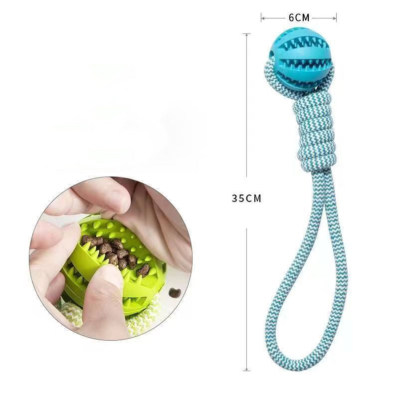 Interactive Dog Treat Ball with Hemp Rope – Durable Chew Toy for Small Dogs, Bite-Resistant & Teeth Cleaning Fun